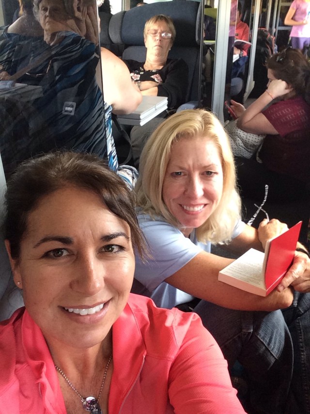 Sitting in the train aisle